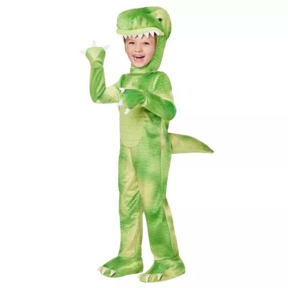 Plush Lil' Dinosaur Costume Toddler 3T-4T Jumpsuit Hood Dress Up Halloween NEW
